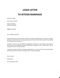 Office Leave Letter to attend Marriage