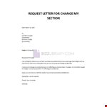 Request Letter for Changing Class example document template