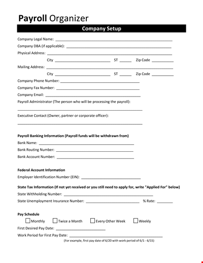 Company Payroll Template for Efficiently Managing Employee Payroll, Number of Hours