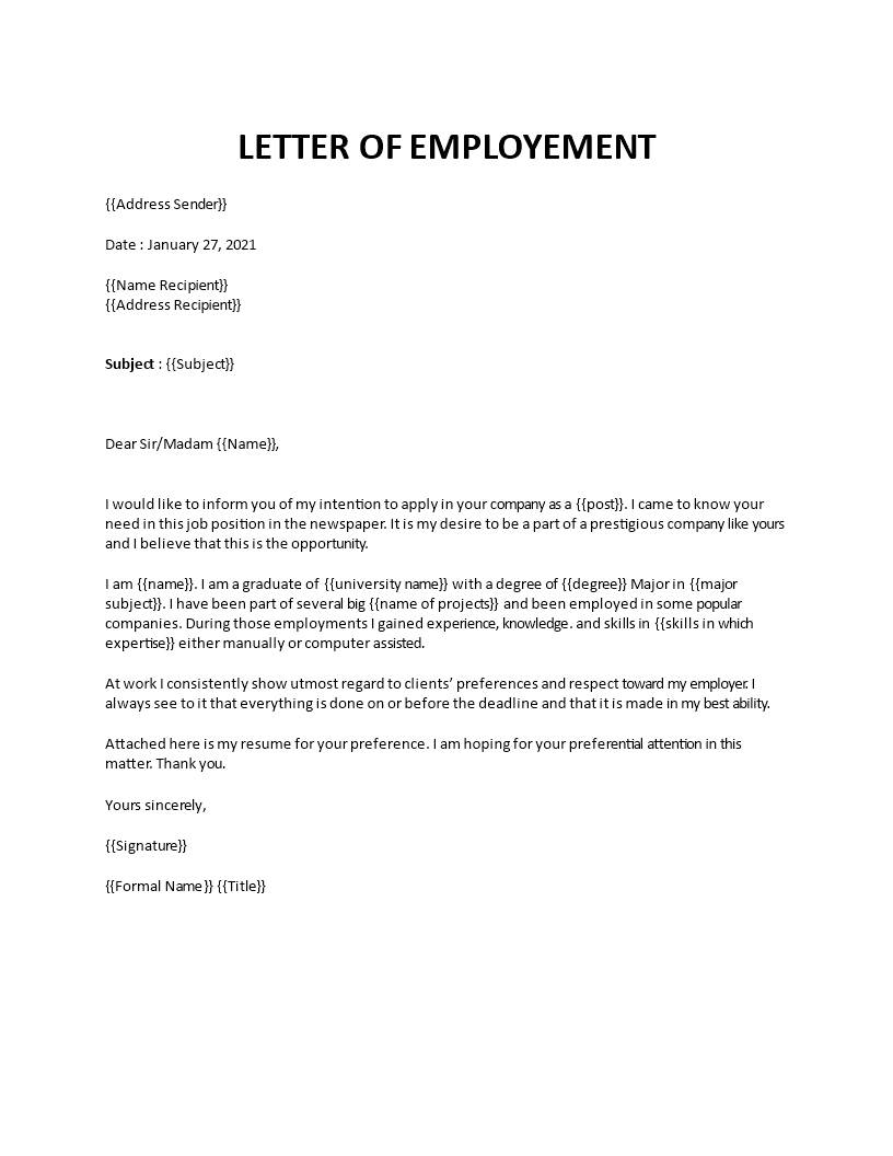 letter of employment