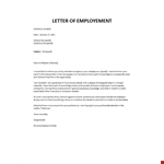 Letter of Employment example document template