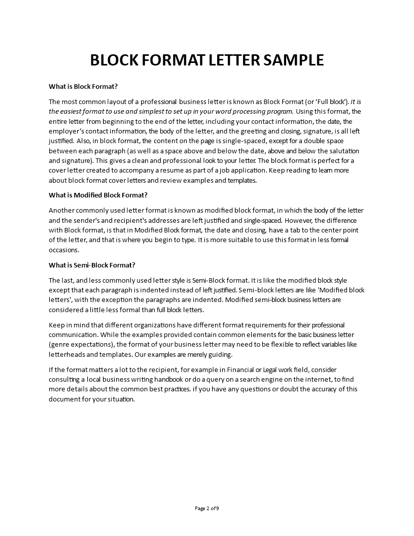 business letter free template example