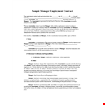 Sample Manager Employment Contract - Board Association Shall | SEO Contract Template example document template