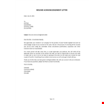 Acknowledgement Receipt letter example document template