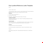 Landlord Reference Letter: Secure Your Deposit & Lease for Tenants example document template