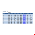 Business Email Contact List Template | Smith Company example document template