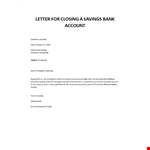 Sample letter to close bank account for business example document template