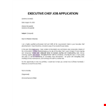 Executive Chef Job Application Template  example document template