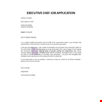 Executive Chef Job Application Template  example document template 