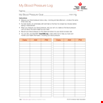 Daily Blood Pressure Log example document template