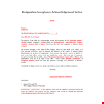 Resignation Acceptance Acknowledgement Letter Template example document template 