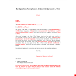 Resignation Acceptance Acknowledgement Letter Template example document template
