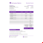 Standard Quotation example document template