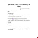 Complaint Letter Sample for Electricity example document template 