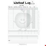 Printable Blank Workout Log example document template