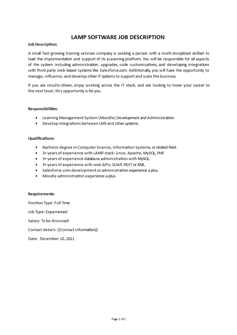 lamp software job description Main Image lamp software job description