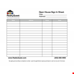 Real Estate Open House Sign In Sheet Template example document template