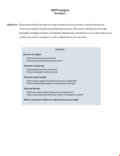 Healthcare Swot Analysis Template Word