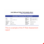 It Risk Assessment Report Template example document template