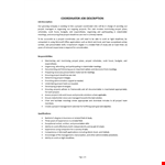 Project Coordinator Job Description example document template
