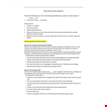 Special Occasion Speech Criteria example document template