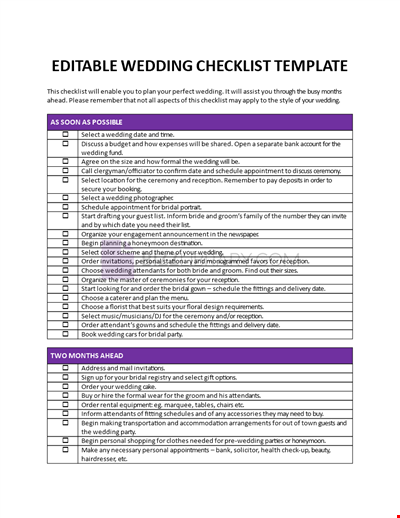 A wedding checklist template you can edit