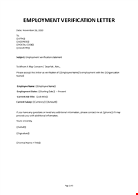 Employment verification letter