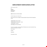 Employment verification letter example document template