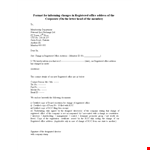 Change of Address Letter Template for Company Office and Registered Address example document template