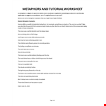 Metaphors Worksheet example document template