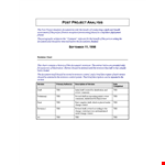 Post Project Analysis Template example document template
