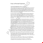 Overcome Personal Experience with People: Essay Sample example document template