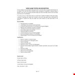 Video Game Tester Job Description example document template