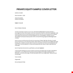 Private Equity Analyst cover letter example document template