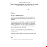 Simple Union Resignation Letter Free Pdf Download example document template