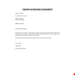 Order acknowledgment letter example document template 