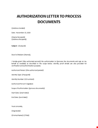 Authorization Letter to Process Documents