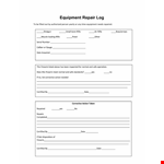 Equipment Repair Log Template example document template