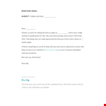 Thanks but No Thanks - Rejection Letter example document template