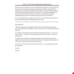 Example Confirmation Request Letter - Requesting Sacrament example document template 