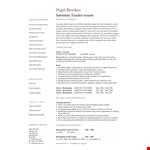 Substitute Teacher Resume example document template