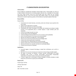 IT Admin Job Description example document template