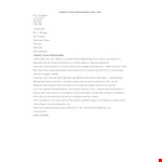 Customer Service Representative Cover Letter example document template