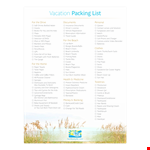 Essential Packing List Template for books, beach, and towels example document template