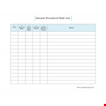 Household Task List Template example document template
