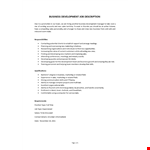 Business Development Manager Job Description example document template
