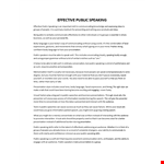 Effective Public Speaking example document template