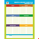 Printable Grocery List Template example document template