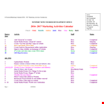Marketing Activity Calendar Template example document template