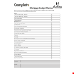 Printable Mortgage Budget Planner example document template